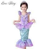 EVER FAIRY Children Baby Girl Clothes Little Mermaid Fancy Kids Girls Mermaid Dresses Princess Ariel Cosplay Halloween Costume