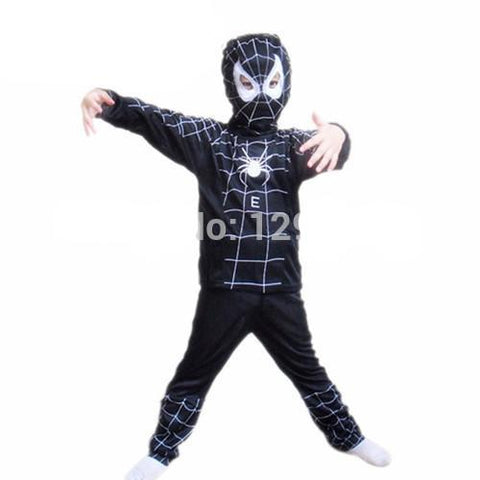 Black spiderman superhero costumes for kids