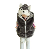 Kids Girls Animal Vest Children Wolf Cute Cartoon Sleeveless Hoodie Winter Hooded Girls