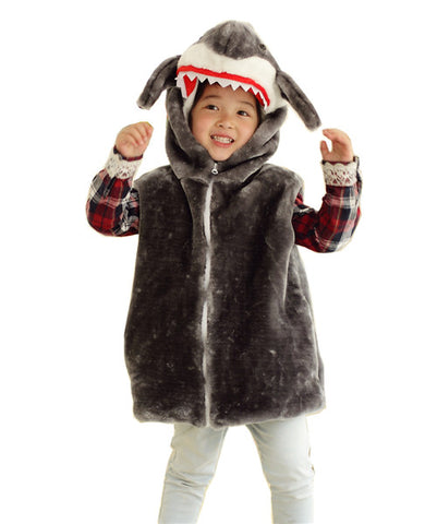 Kids Girls Animal Vest Children Wolf Cute Cartoon Sleeveless Hoodie Winter Hooded Girls