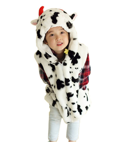 Kids Girls Animal Vest Children Wolf Cute Cartoon Sleeveless Hoodie Winter Hooded Girls