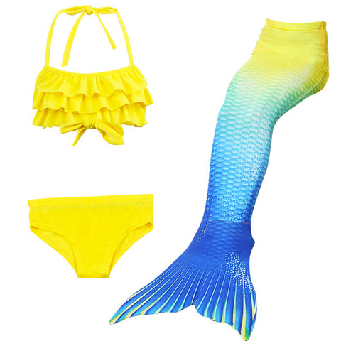 2017 Kids Girls Mermaid Tail Suit Little Mermaid Tails Children Swimmable Fancy Dress NO Monofin