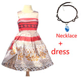 2018 Vaiana Moana Princess Cosplay Costume For Children Dress Costume With Necklace Halloween