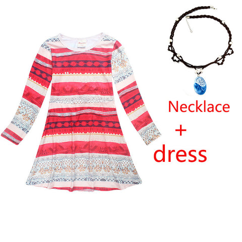 2018 Vaiana Moana Princess Cosplay Costume For Children Dress Costume With Necklace Halloween