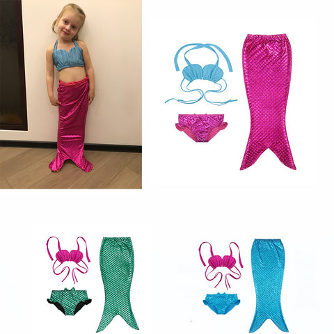 Mermaid Tail Custome Cosplay Baby Girl Kids Maid Tails Fancy Dress Swimmable Bikini Set