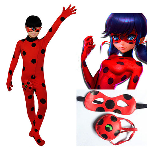 Fantasia Spandex Ladybug Miraculous Costumes kids Adult cosplay party bag girls children lady bug