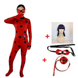 Fantasia Spandex Ladybug Miraculous Costumes kids Adult cosplay party bag girls children lady bug