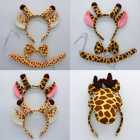 2018 Animal Little Giraffe Ear Headband Bow Tie Tail 3pcs set Cosplay Performance Accessories
